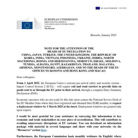 Document preview: Rëndësia e Dokumentit DG TAXUD - ICS2 në Doganat e Kosovës — Dogana & import-eksport