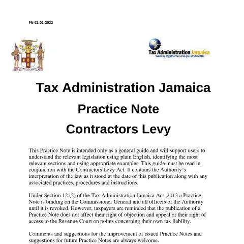 Document preview: Understanding the Contractors Levy Practice Note in Jamaica — Taxes (CERFA n°Practice_Note_Contractors_Levy_25082022)