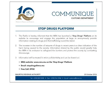 Document preview: Empowering Citizens Against Drug Abuse in Mauritius — Government & admin (StopDrugs201016)