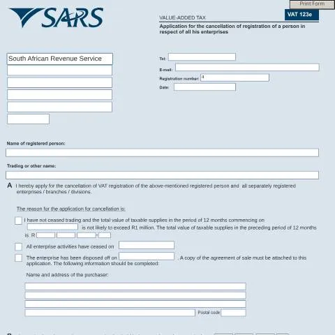 Document preview: Understanding the VAT123e Cancellation Process for Enterprises — Taxes (CERFA n°VAT123e)