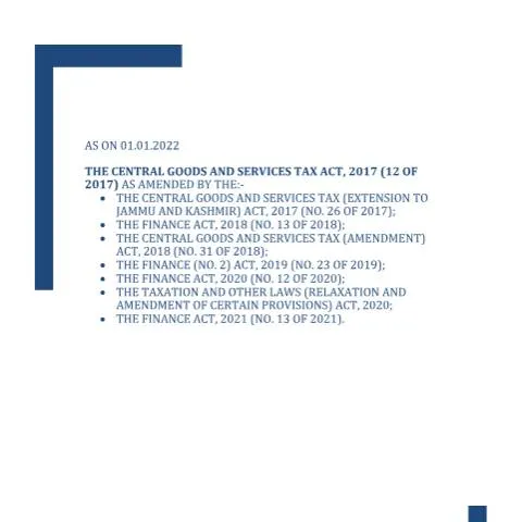 Document preview: Understanding the 2022 Amendments to the CGST Act 2017 — Taxes (CERFA n°CGST-Act-2017-amended-01012022)