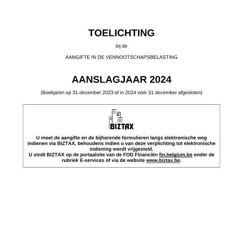 Aperçu du document Instructions pour la déclaration de l'impôt des sociétés 2024 — Impôts & fiscalité (CERFA n°121-aangifte-venb-toelichting-2024)