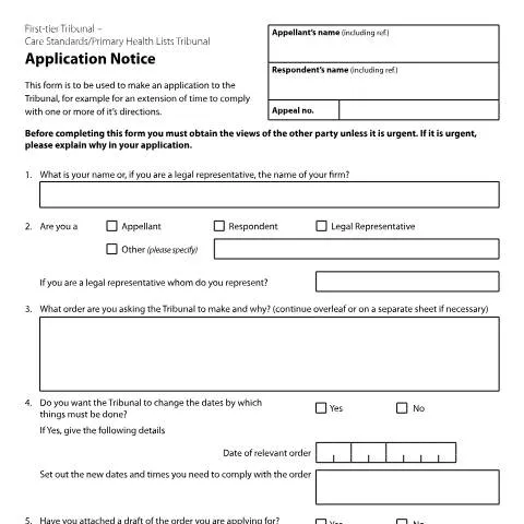 Document preview: How to Complete Form T109 for UK Care Standards Tribunals — Legal & justice