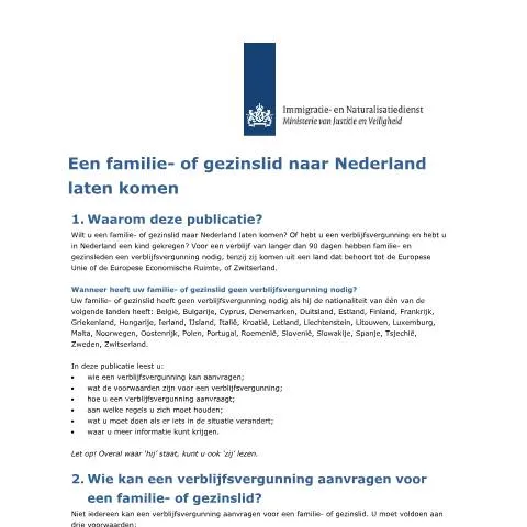 Documentvoorvertoning: Een familie- of gezinslid naar Nederland brengen met Formulier 3076 — Immigratie & visa (CERFA n°3076)