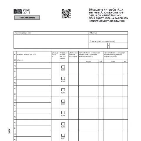 Document preview: Vero 3084: Yhteisöjen omistusosuudet ja konserniavustukset — Verot & verotus (CERFA n°Vero 3084)