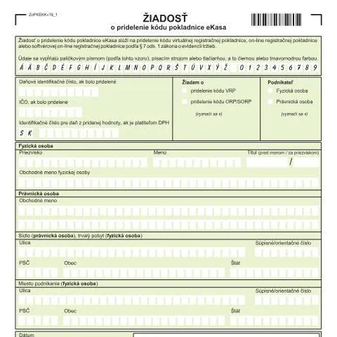Document preview: Dôležitosť kódu pokladnice eKasa pre podnikateľov — Administratívne úkony (CERFA n°ZoPKEKKv19)