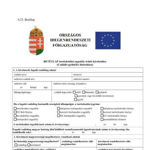 Document preview: A Betétlap szerepe a családi együttélés biztosításában — Bevándorlás & vízumok