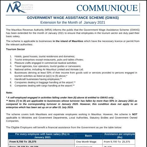 Document preview: Understanding the Government Wage Assistance Scheme (GWAS) — Taxes (CERFA n°GWASJanuary2021)