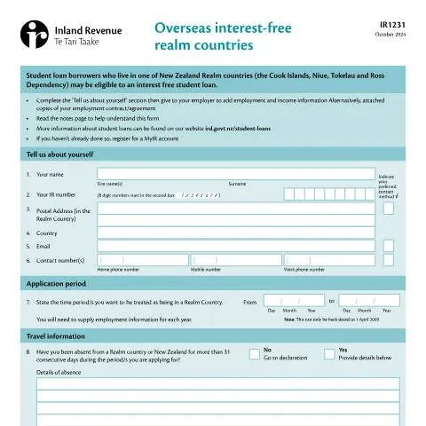 Document preview: Mastering the IR1231 Form for Student Loans in Realm Countries — Education & training (CERFA n°IR1231)