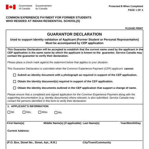 Document preview: Understanding the Guarantor Declaration for CEP Applications — Work & employment (CERFA n°EMP5417)