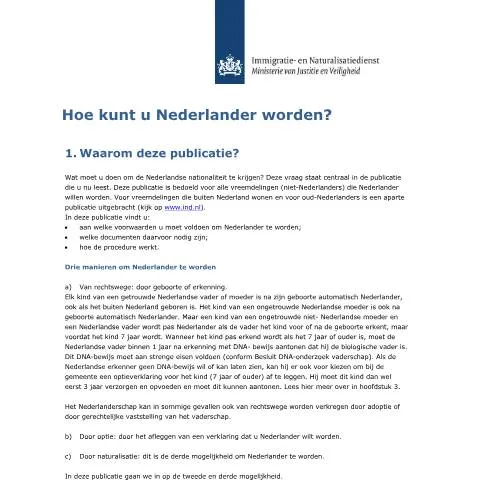 Documentvoorvertoning: De stappen om Nederlander te worden — Immigratie & visa (CERFA n°5013)