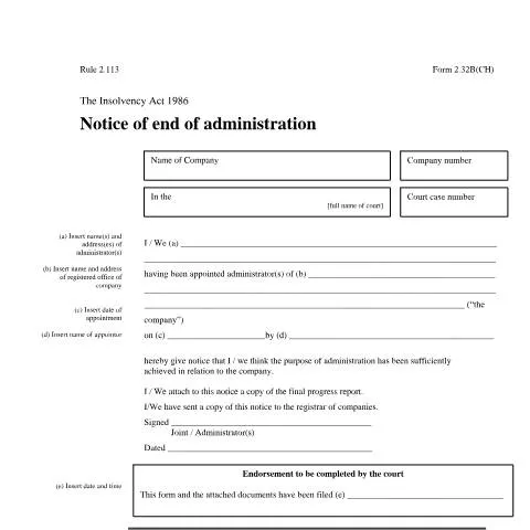 Document preview: Understanding the End of Administration Notice in the UK — Government & admin