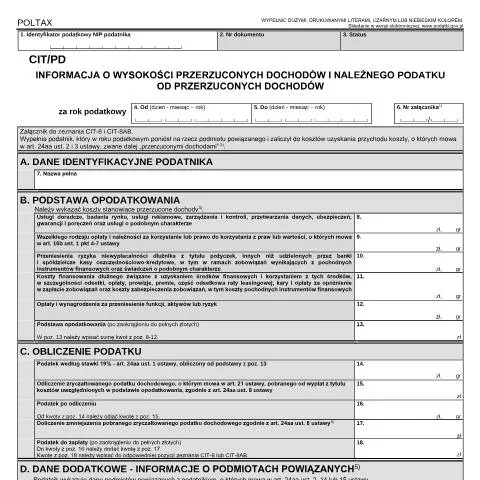 Document preview: Formularz CIT/PD: Kluczowe informacje dla podatników — Podatki i fiskalność (CERFA n°CIT/PD)