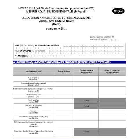 Aperçu du document Déclaration DARE : obligations environnementales des agriculteurs — Démarches administratives (CERFA n°14823*01)