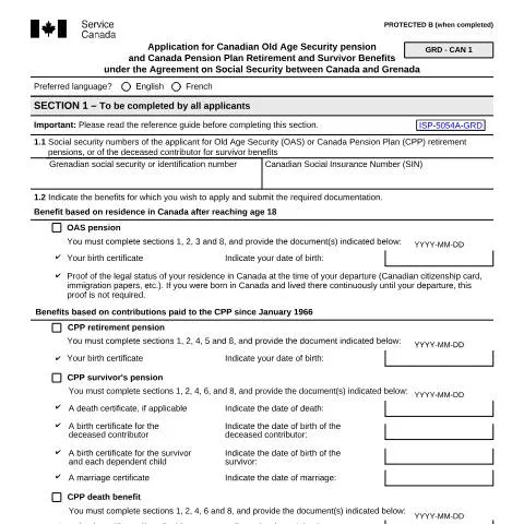Document preview: Understanding the Grenada/Canada Agreement for Benefits — Retirement & pension (CERFA n°ISP5054-GRD)