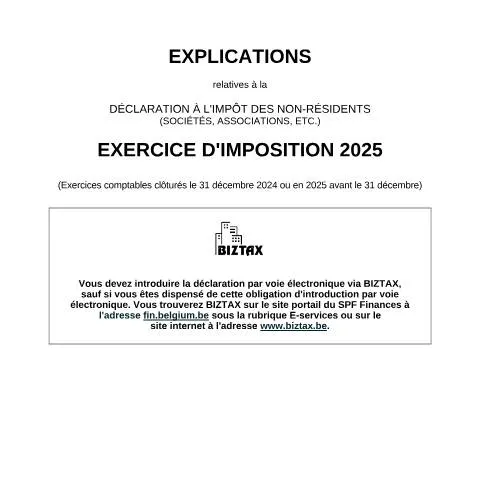 Aperçu du document Guide Complet sur la Déclaration à l'Impôt des Sociétés Non-Résidentes — Impôts & fiscalité (CERFA n°121-declaration-inr-soc-explications-2025)
