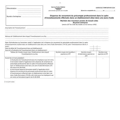 Aperçu du document Comprendre la dispense de versement du précompte professionnel en — Impôts & fiscalité (CERFA n°122-274-apt-8)