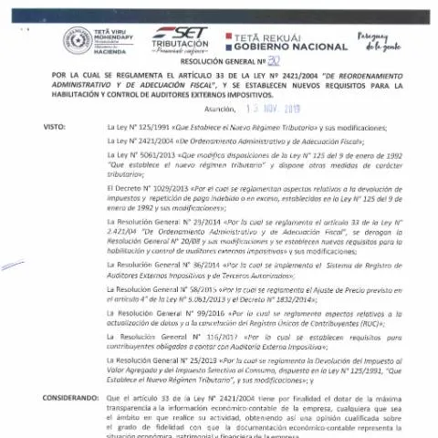 Vista previa del documento Requisitos y lineamientos para auditores externos en Paraguay — Impuestos