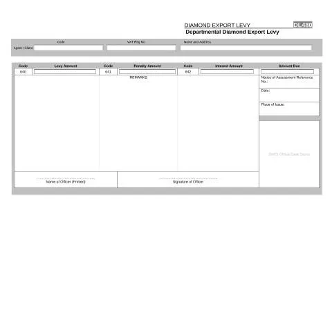 Document preview: Navigating the DL 480 for Diamond Export Compliance — Taxes (CERFA n°DL 480)