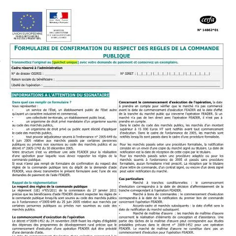 Aperçu du document Confirmation du respect des règles : formulaire 14862*01 — Démarches administratives (CERFA n°14862*01)