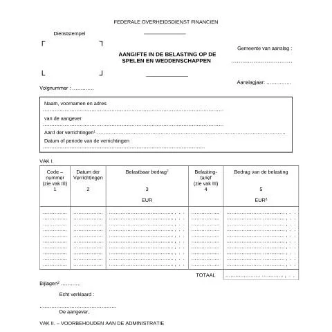 Aperçu du document Comprendre la Déclaration 733 pour les Jeux en Belgique — Impôts & fiscalité (CERFA n°124-aangifte-733-20181220)