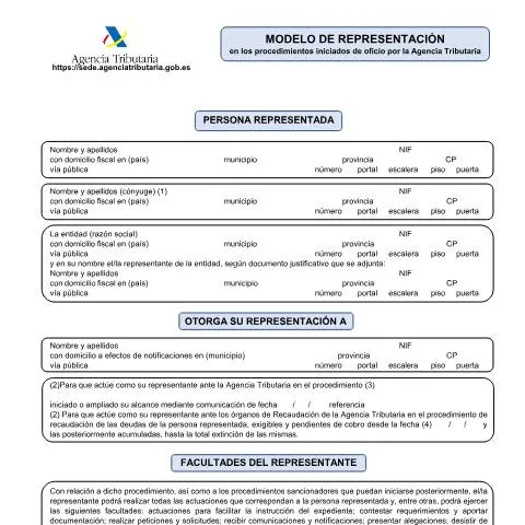 Vista previa del documento Entiende el Modelo de Representación ante la Agencia Tributaria — Trámites administrativos