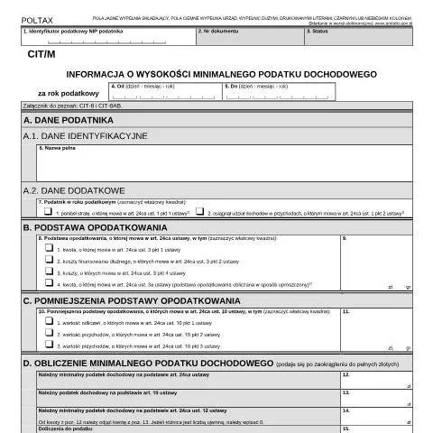 Document preview: Wypełnienie formularza CIT/M: Kluczowe informacje — Podatki i fiskalność (CERFA n°CIT/M)
