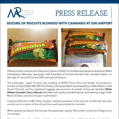 Document preview: Insights into the Cannabis Biscuit Seizure at SSR Airport — Government & admin (PressReleaseBiscuits)