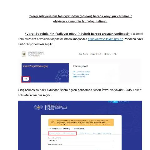 Document preview: Vergi ödəyicisinin fəaliyyət növü arayışının əhəmiyyəti — Vergilər & maliyyə