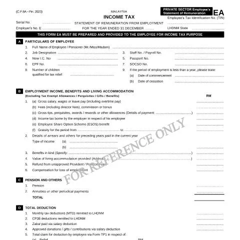 Document preview: Memahami Form C.P.8A (EA) dalam Cukai Pendapatan — Proses pentadbiran (CERFA n°EA)