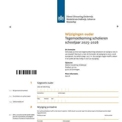 Documentvoorvertoning: Belang van het wijzigingsformulier voor ouders in 2025-2026 — Onderwijs & opleiding