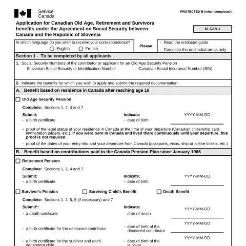 Document preview: Navigating the Slovenia/Canada Agreement for Old Age Benefits — Health (CERFA n°ISP5054-SVN)