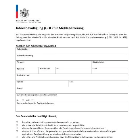 Dokumentvorschau: Wichtige Informationen zur Jahresbewilligung GDL für Meldebefreiung — Behörden & Verwaltung (CERFA n°jahresbewilligung-gdl-fuer-meldebefreiung)