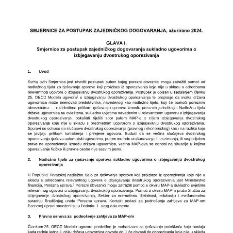 Document preview: Važnost postupka zajedničkog dogovaranja u oporezivanju — Porezi i fiskalnost (CERFA n°Ažurirane smjernice za MAP 08-2024_)