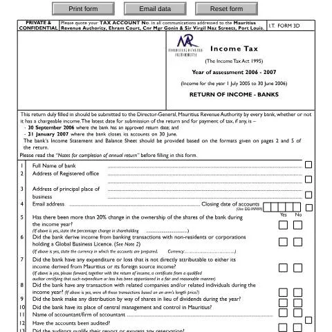 Document preview: Understanding the 2006/2007 Return of Income for Banks — Government & admin (merge0607)