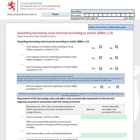 Aperçu du document Comprendre le formulaire SURC_E sur les surcoûts d'emprunt — Impôts & fiscalité (CERFA n°SURC_E)