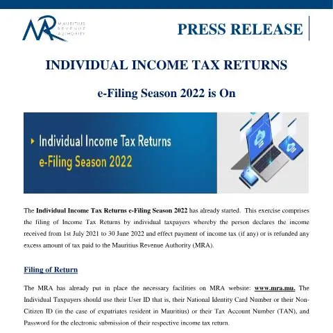 Document preview: Mastering Your Individual Income Tax Return for 2022 — Taxes (CERFA n°PressReleaseITReturn290822)