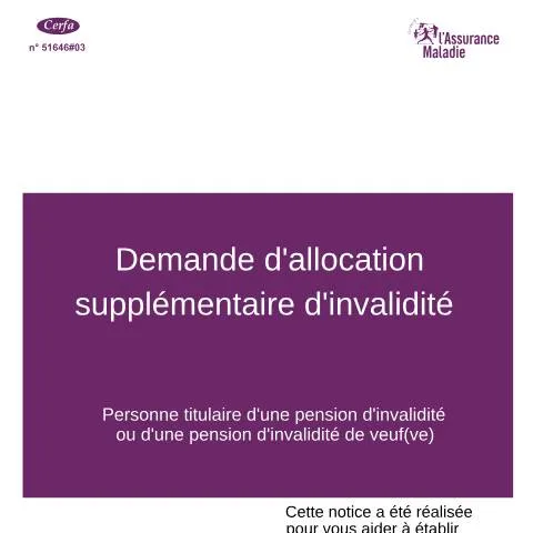 Aperçu du document Allocation supplémentaire d'invalidité : démarches et conditions — Santé (CERFA n°11175*06)