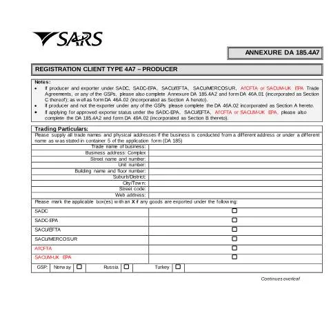 Document preview: Understanding the DA 185 4A7 Form for Producers — Government & admin (CERFA n°DA 185 4A7)