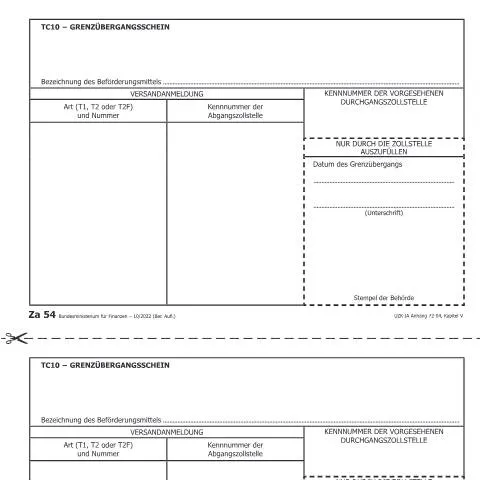 Dokumentvorschau: Der Za54-TC10: Ein unverzichtbarer Grenzübergangsschein — Behörden & Verwaltung (CERFA n°Za54-TC10)