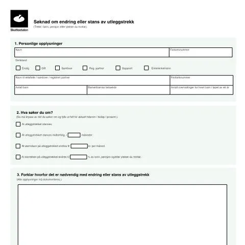 Document preview: Endre utleggstrekk med RF-1526 — Skatt & avgifter (CERFA n°RF-1526)