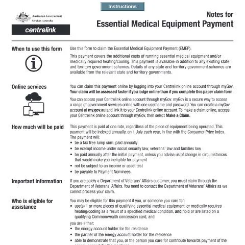 Document preview: Essential Medical Equipment Payment Claim Form Explained — Health (CERFA n°SA440)