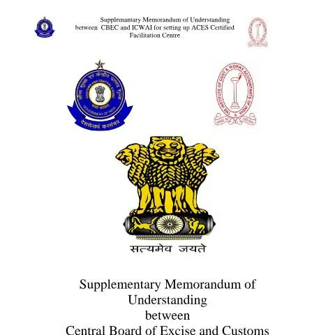 Document preview: Understanding the Supplementary MOU ICWAI in GST — Taxes (CERFA n°SUPPLEMENTARY_MOU_ICWAI)