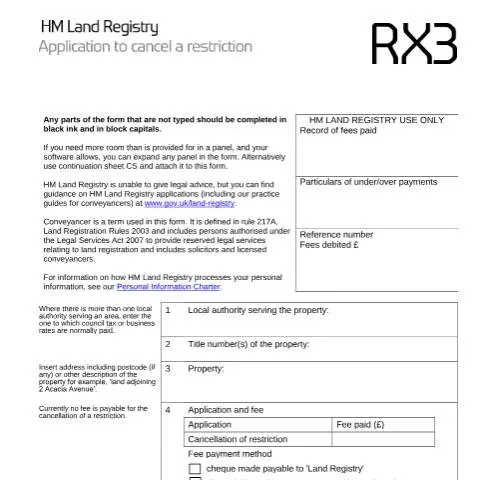 Document preview: How to Cancel Obsolete Property Restrictions with RX3 Form — Housing