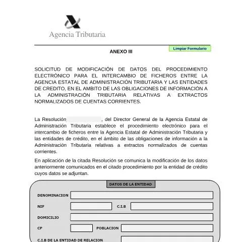 Vista previa del documento Proceso de modificación de datos para entidades de crédito — Trámites administrativos
