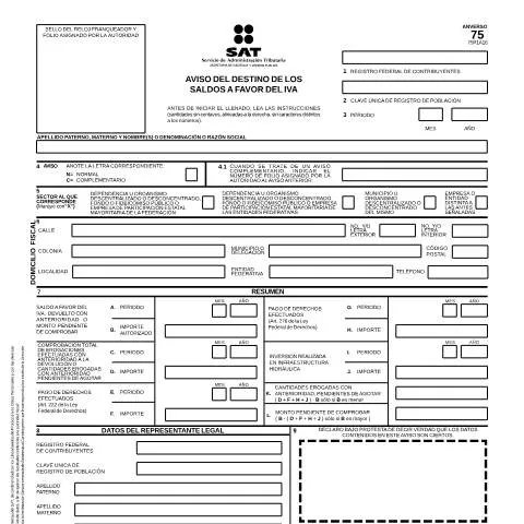 Vista previa del documento Guía sobre el Aviso del Destino de Saldos a Favor del IVA — Impuestos (CERFA n°75)