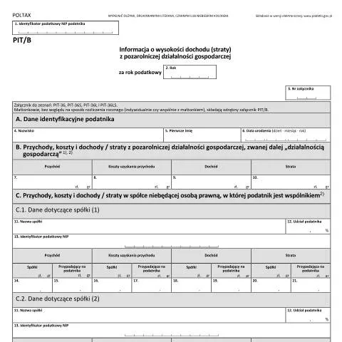 Document preview: Kluczowe informacje o formularzu PIT/B dla przedsiębiorców — Podatki i fiskalność (CERFA n°PIT/B)