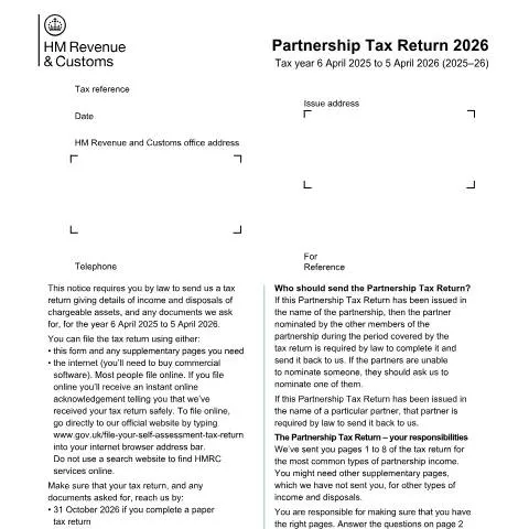 Document preview: Partnership Tax Return SA800: Essential Filing Guide for UK Businesses — Taxes