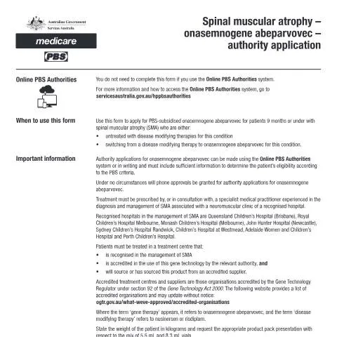 Document preview: Navigating the PB330 Form for SMA Treatment in Australia — Health (CERFA n°PB330)