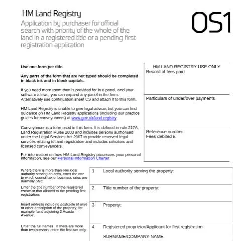 Document preview: Official Search OS1: Essential Priority Protection for Property Buyers — Property & real estate